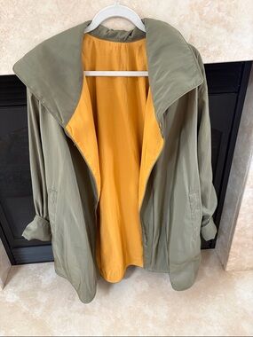 Mycra Pac Olive Green Trench Coat with Mustard Lining